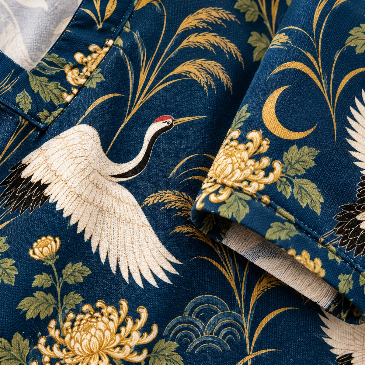 Women's T Shirt Dress - Twilight Crane Garden Print