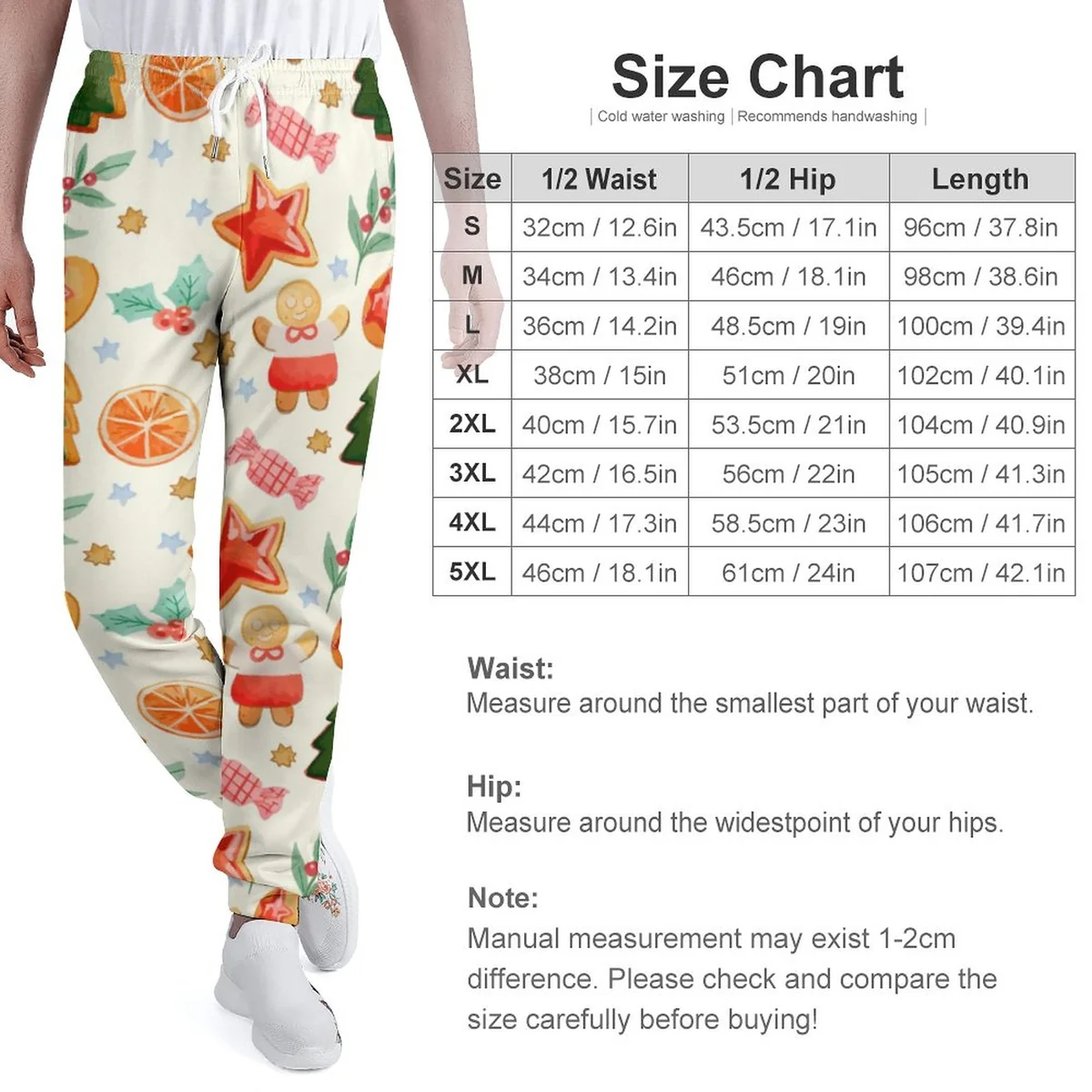 Women's Cuffed Jogger Sweatpants - Gingerbread Cookie Print - view 2