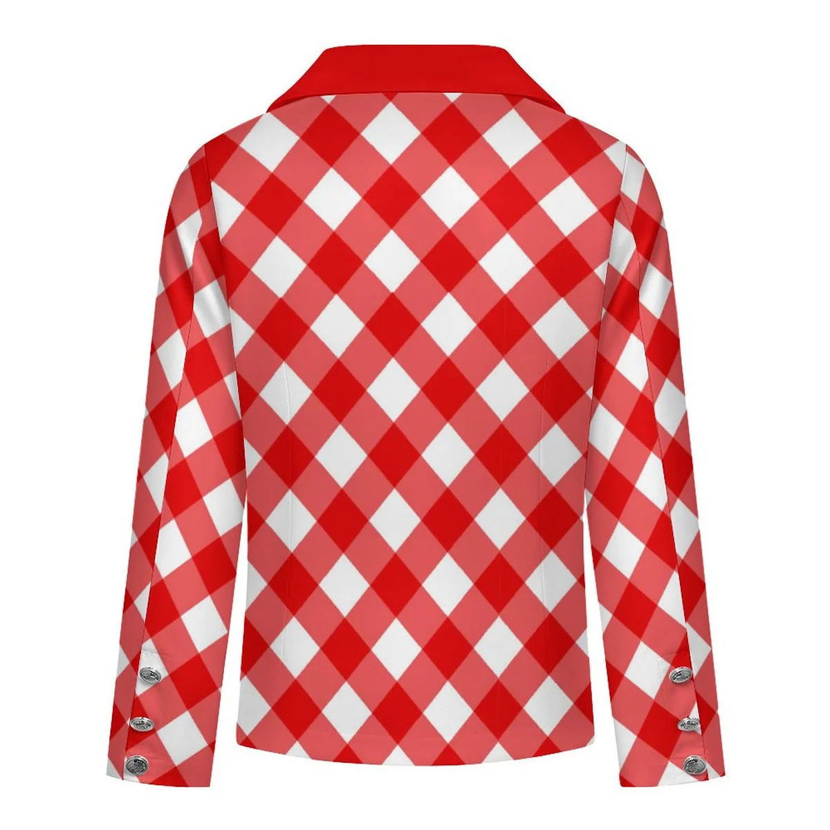 Women's Double Breasted Blazer - Red Gingham Print - view 5