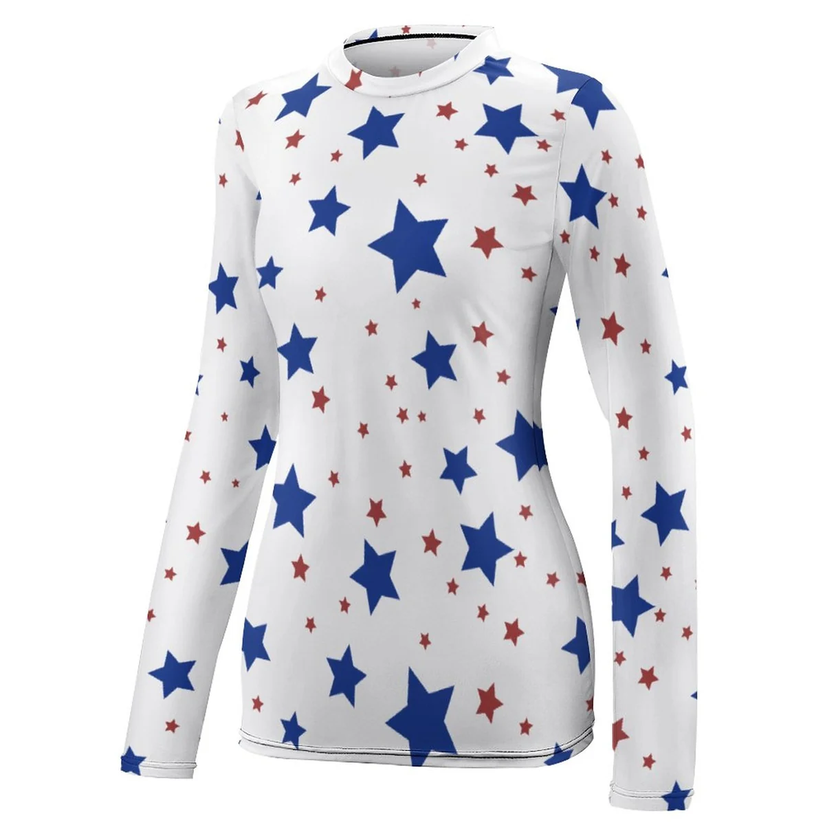 Women's Crew Neck Long Sleeve Sun Shirt - Scattered Stars Print - view 4