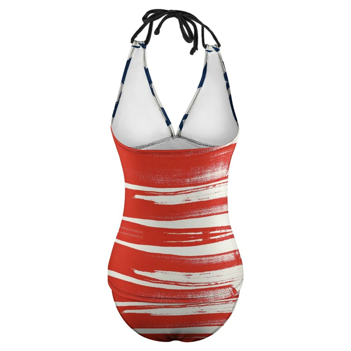 Women's Plunge Halter One-Piece Swimsuit - Stars and Stripes Print - view 5