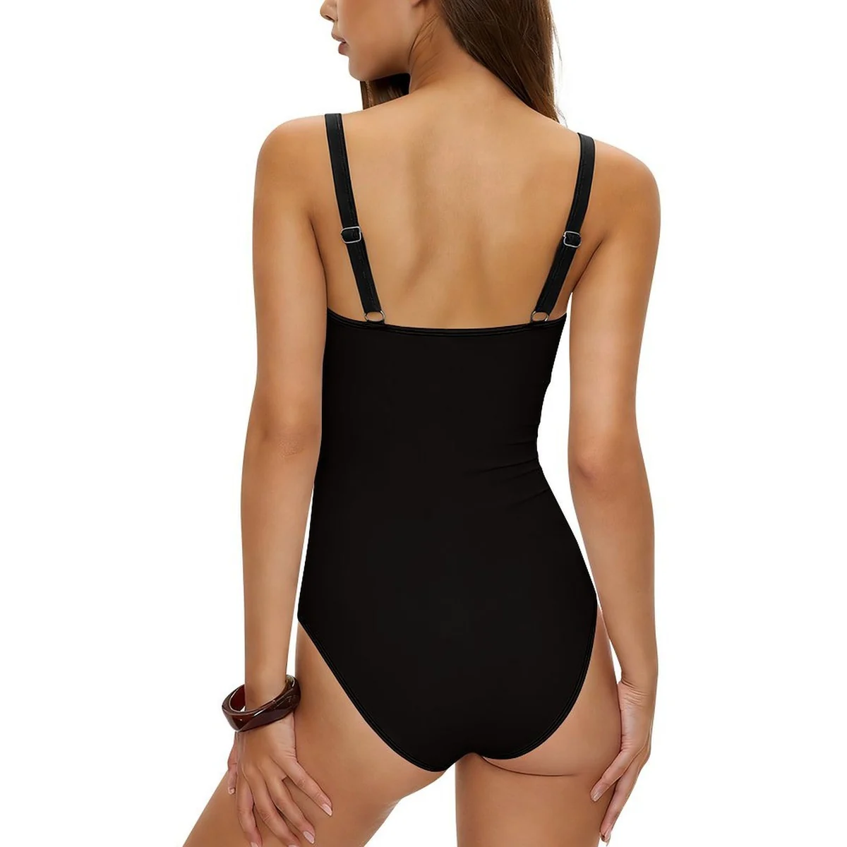 Women's Square-Neck Colorblock One-Piece Swimsuit - Checkerboard Print - view 3