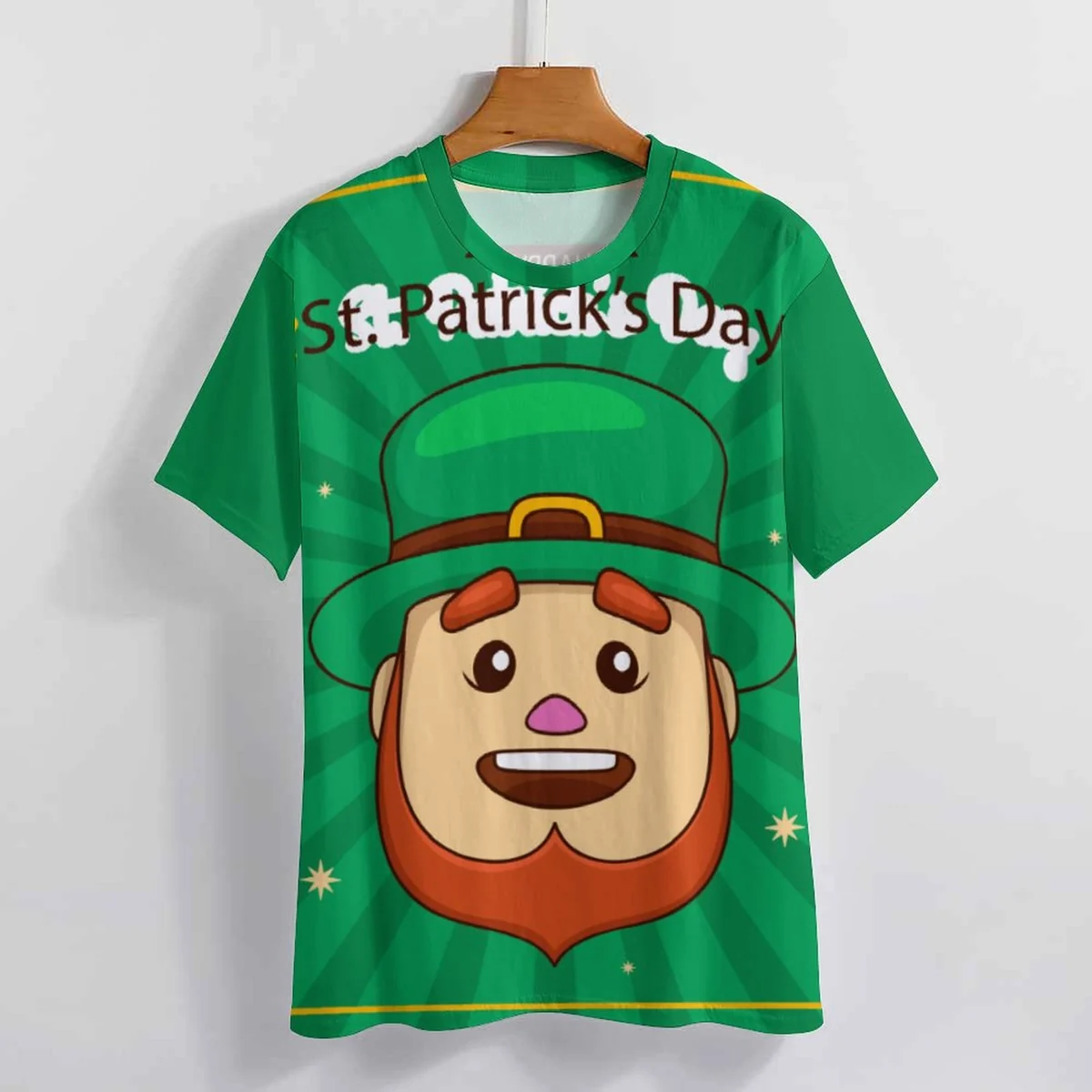 Men's Crew Neck Short Sleeve Tee - Leprechaun Face Print - view 5