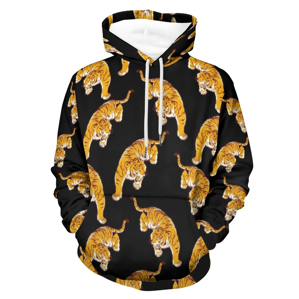 Unisex Pullover Hoodie - Prowling Tiger Print