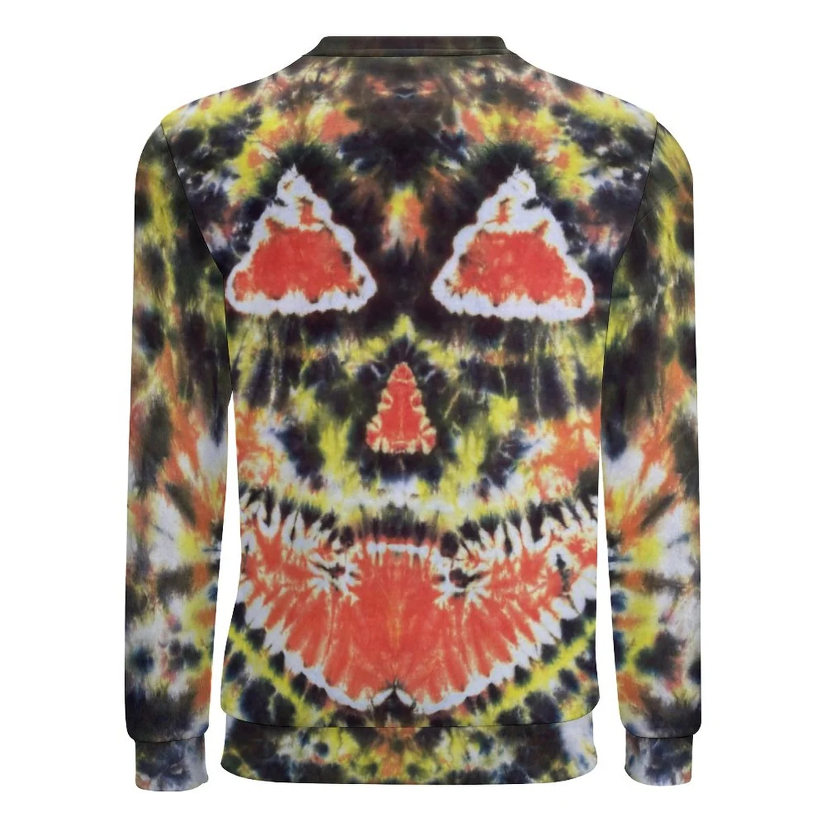 Unisex Crew Neck Sweatshirt - Tie-Dye Pumpkin Face Print - view 6