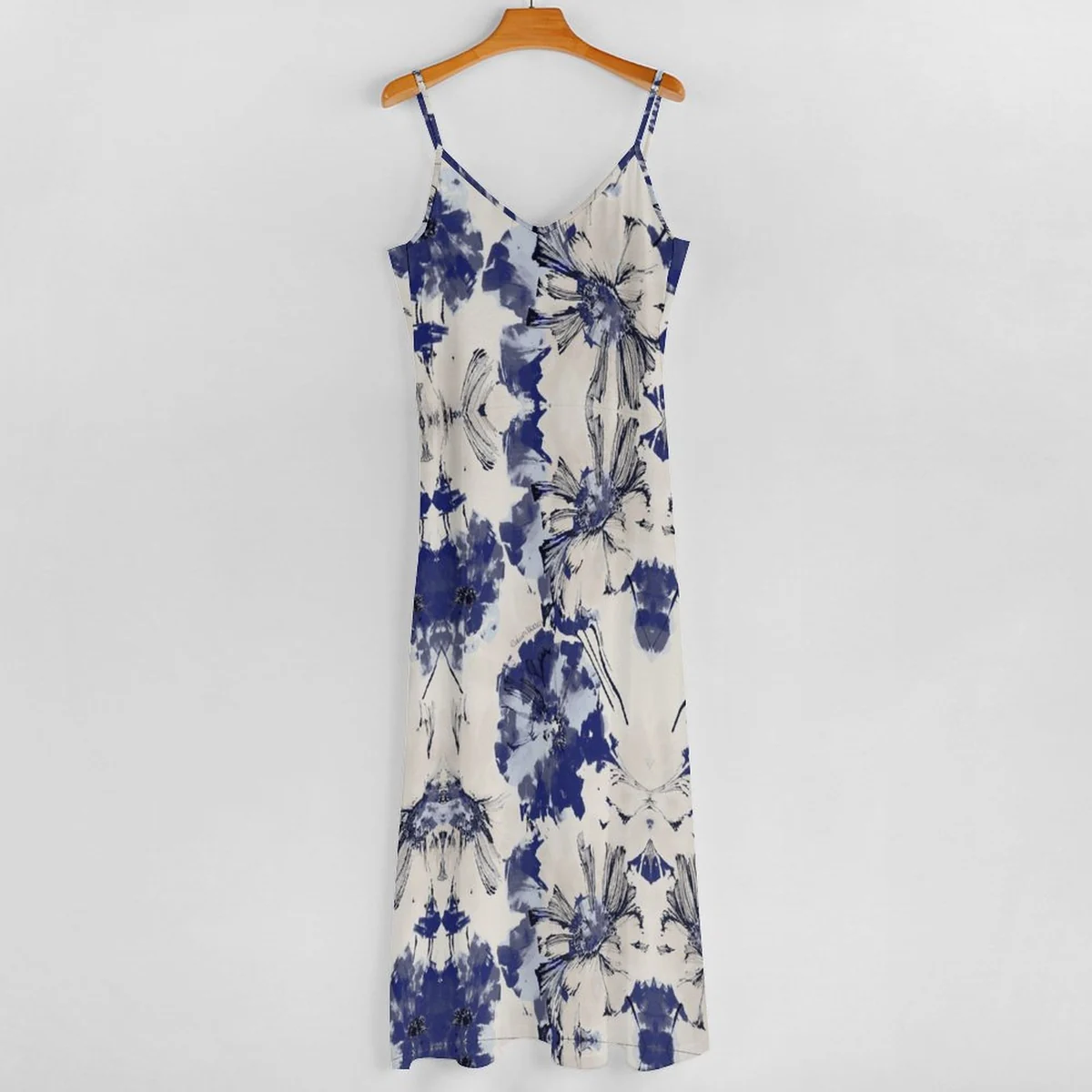 Women's Surplice Cami Maxi Dress - Blue Ink Botanical Print - view 4