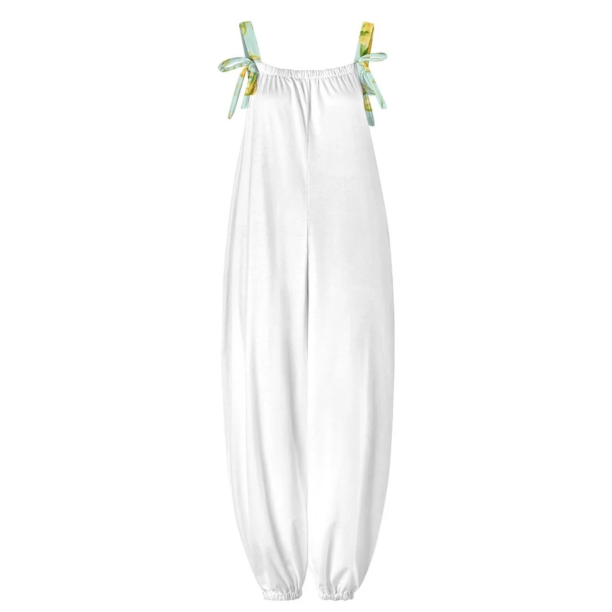 Women's Bow Shoulder Harem Jumpsuit - Sunflower Print - view 7