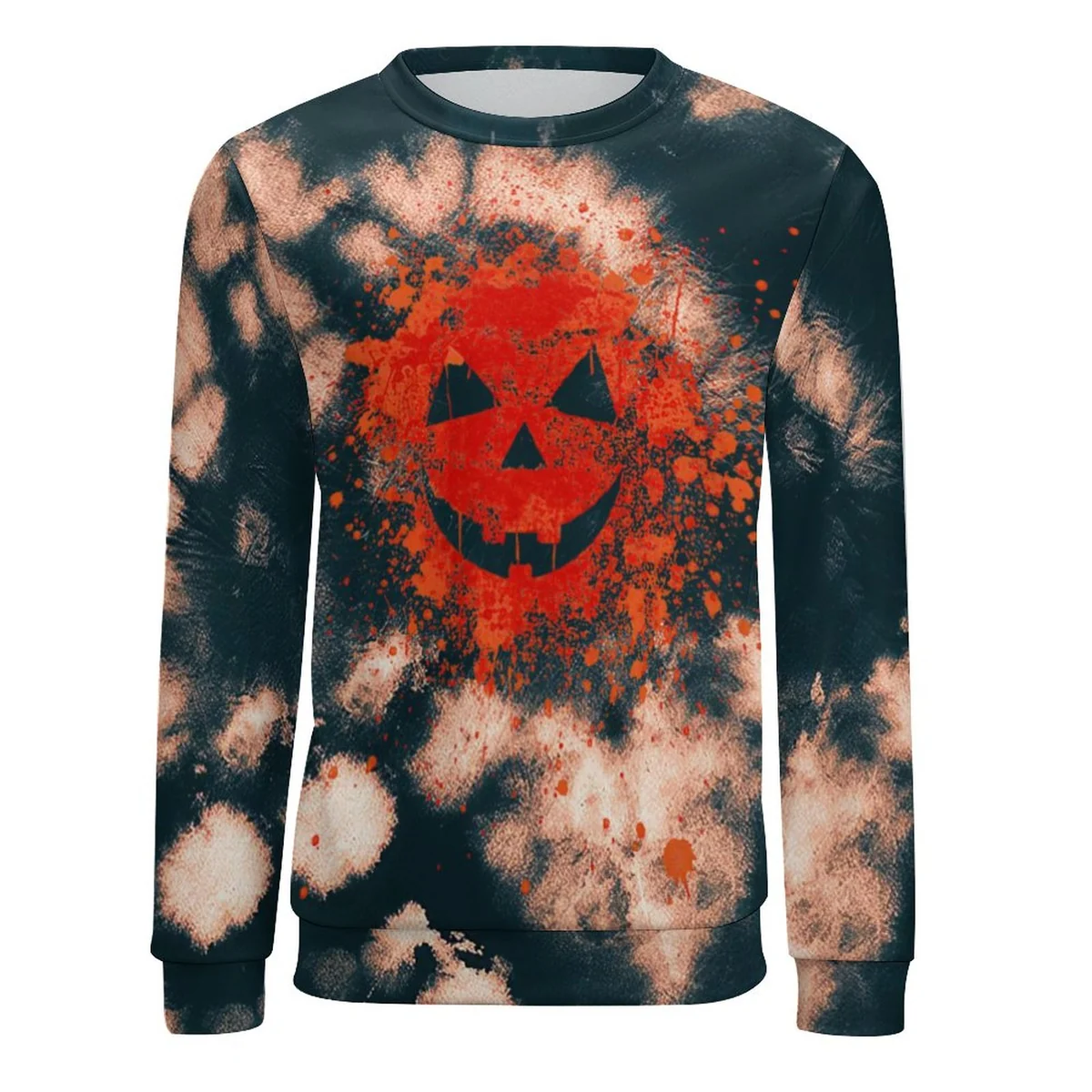 Unisex Crew Neck Sweatshirt - Bleached Jack-O-Lantern Print - view 4