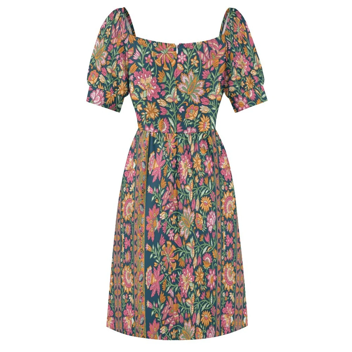 Women's Sweetheart Puff Sleeve Midi Dress - Paisley Garden Print - view 8