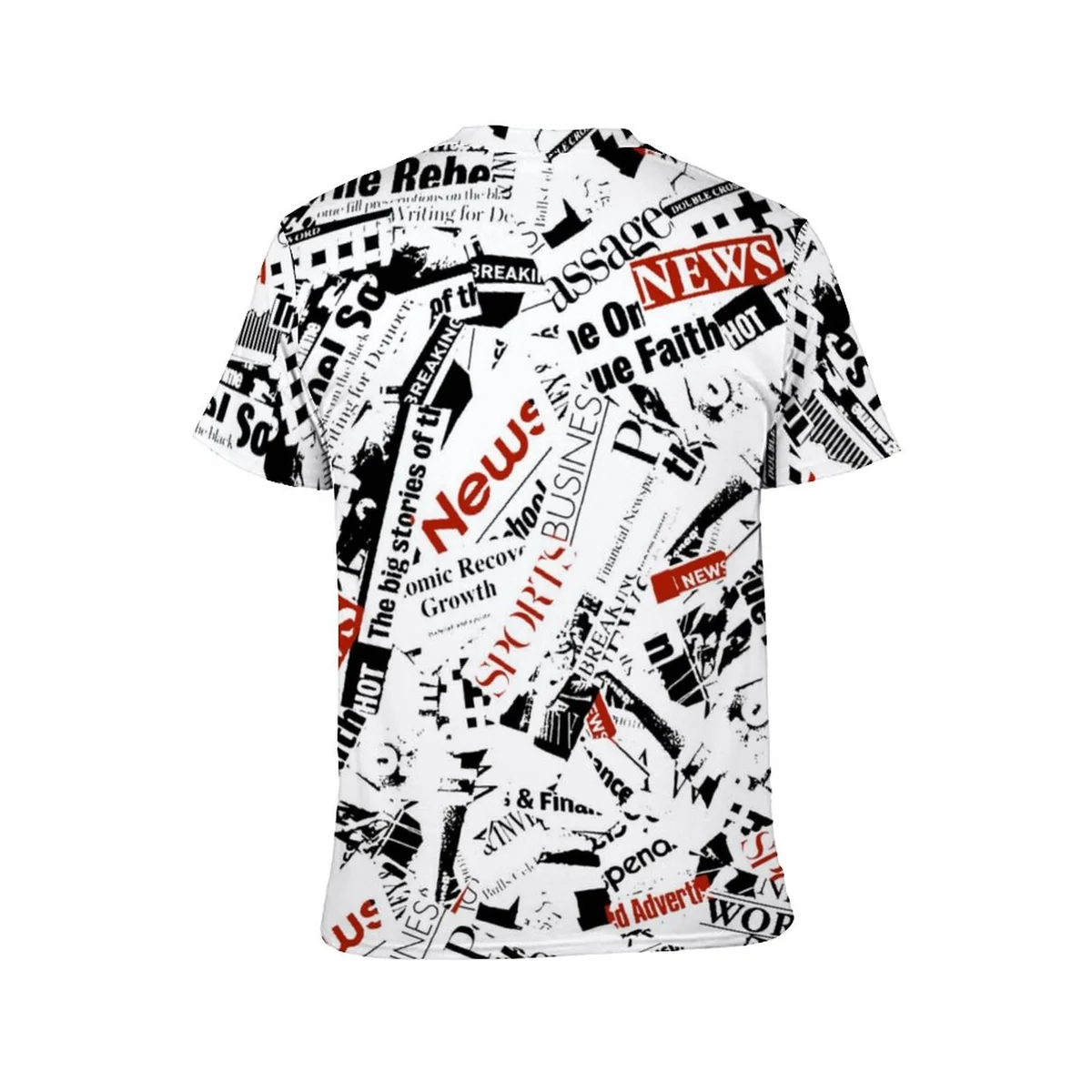 Unisex Crew Neck Short Sleeve Tee - Newsprint Collage Print - view 5