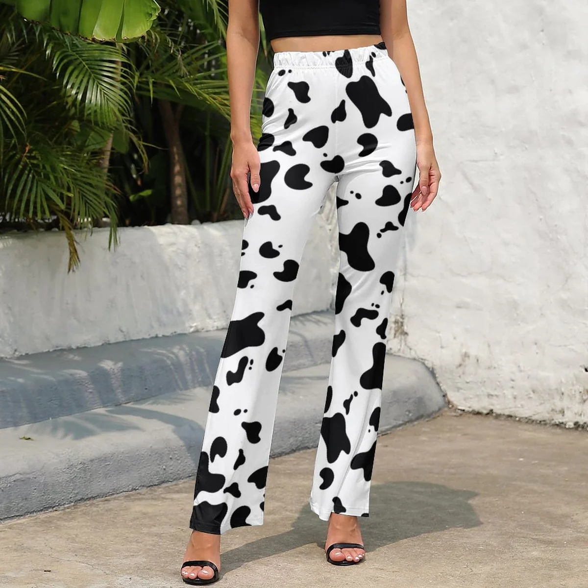 Women's High-Waist Flare Pants - Cow Print - view 4