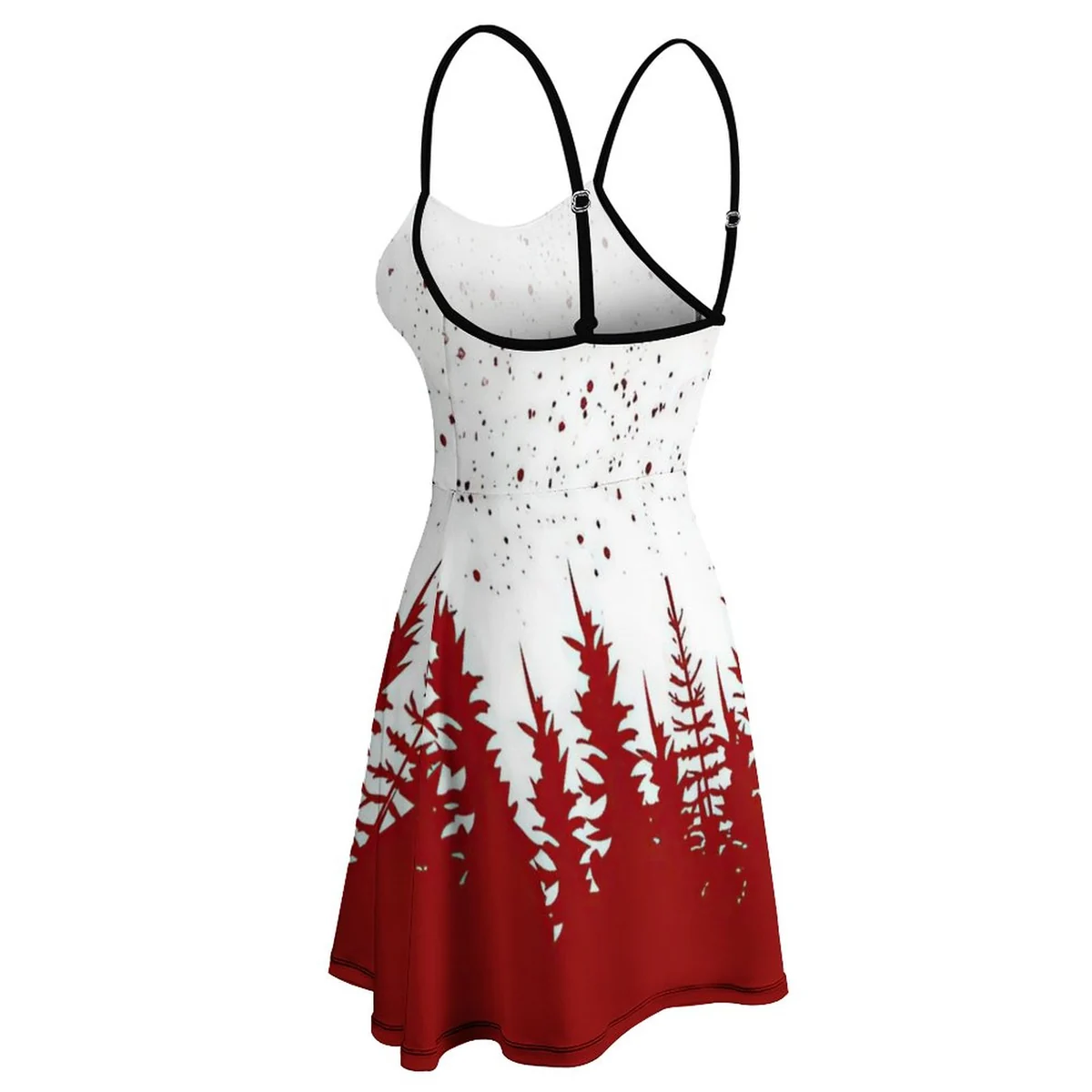 Women's Cami Skater Mini Dress - Red Pine Forest Print - view 5