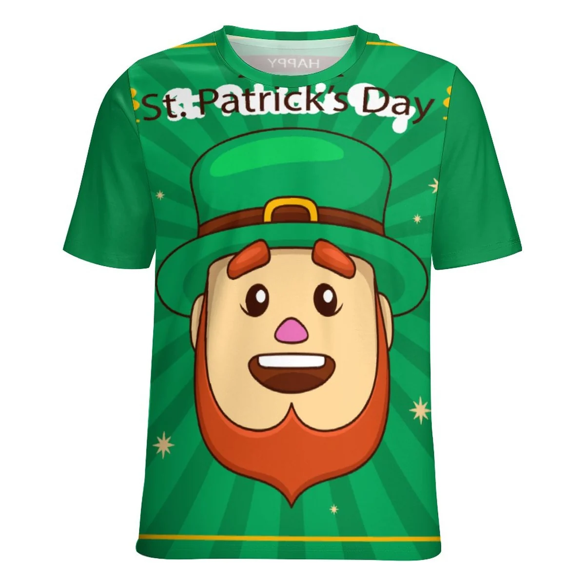 Men's Crew Neck Short Sleeve Tee - Leprechaun Face Print - view 7