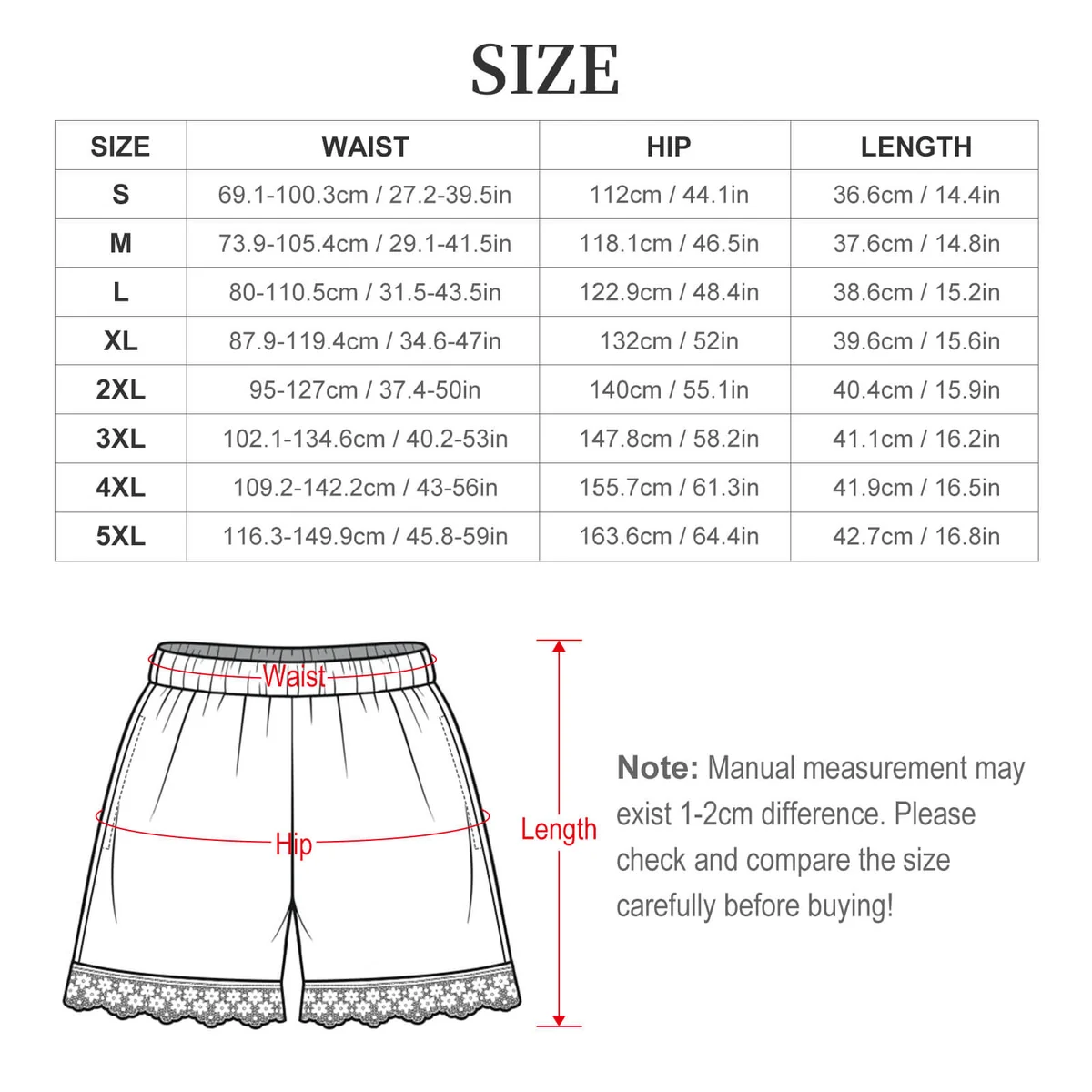 Women's Lace Hem Pajama Shorts - Big Red Hearts Print - view 6