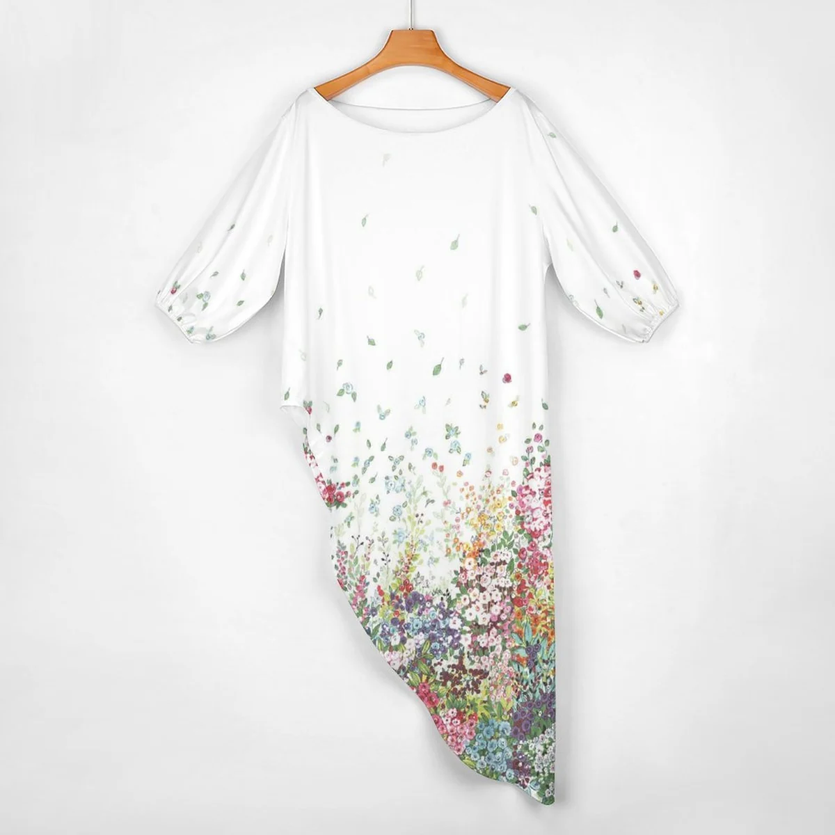 Women's Off-Shoulder Top and Pants Lounge Set - Wildflower Cascade Print - view 3