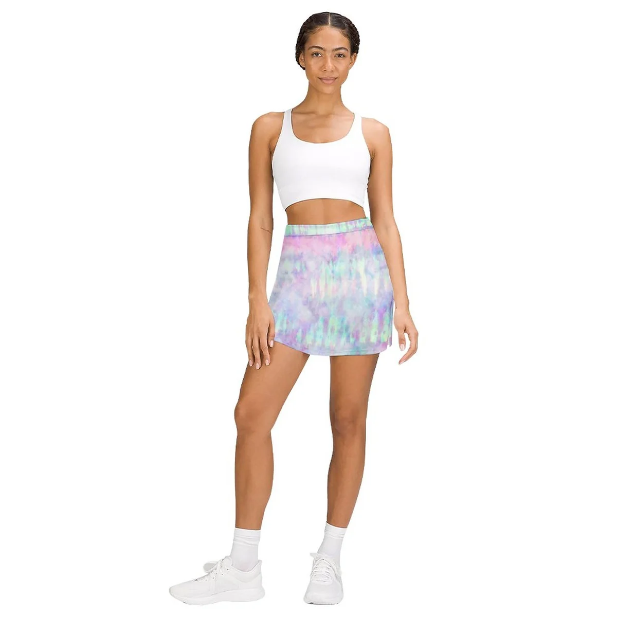 Women's Wrap Front Skort with Phone Pocket - Pastel Tie-Dye Print - view 7