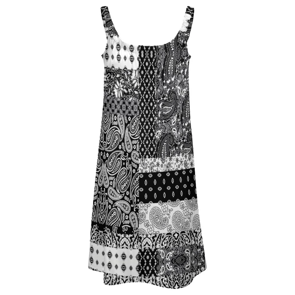 Women's Scoop-Neck Cami Swing Dress - Lace Patchwork Print - view 5
