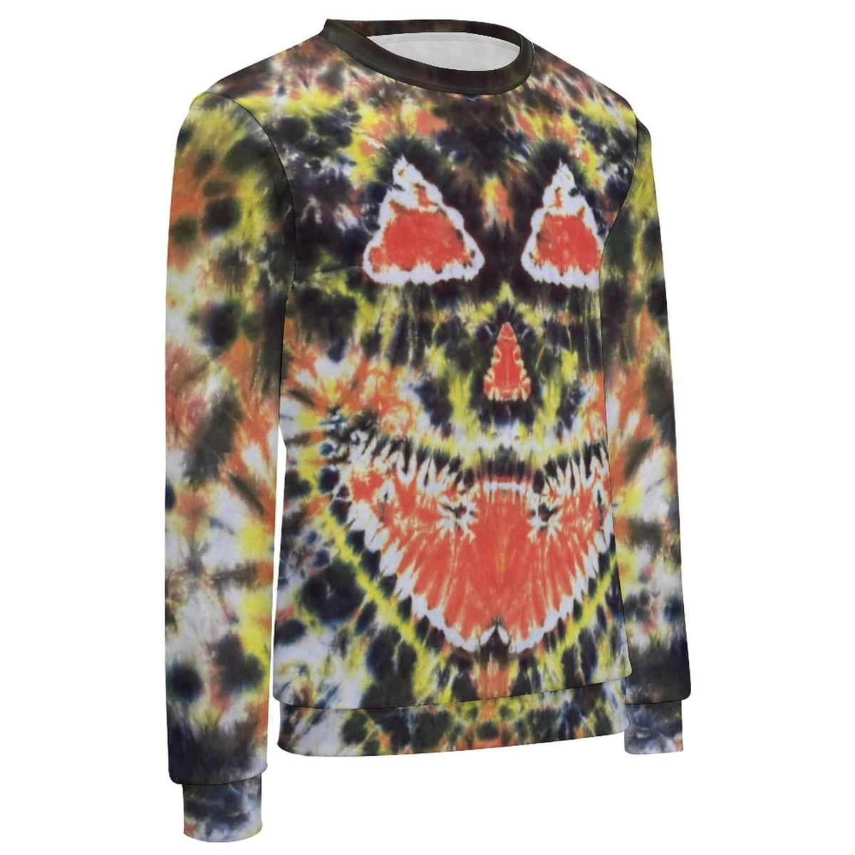 Unisex Crew Neck Sweatshirt - Tie-Dye Pumpkin Face Print - view 5
