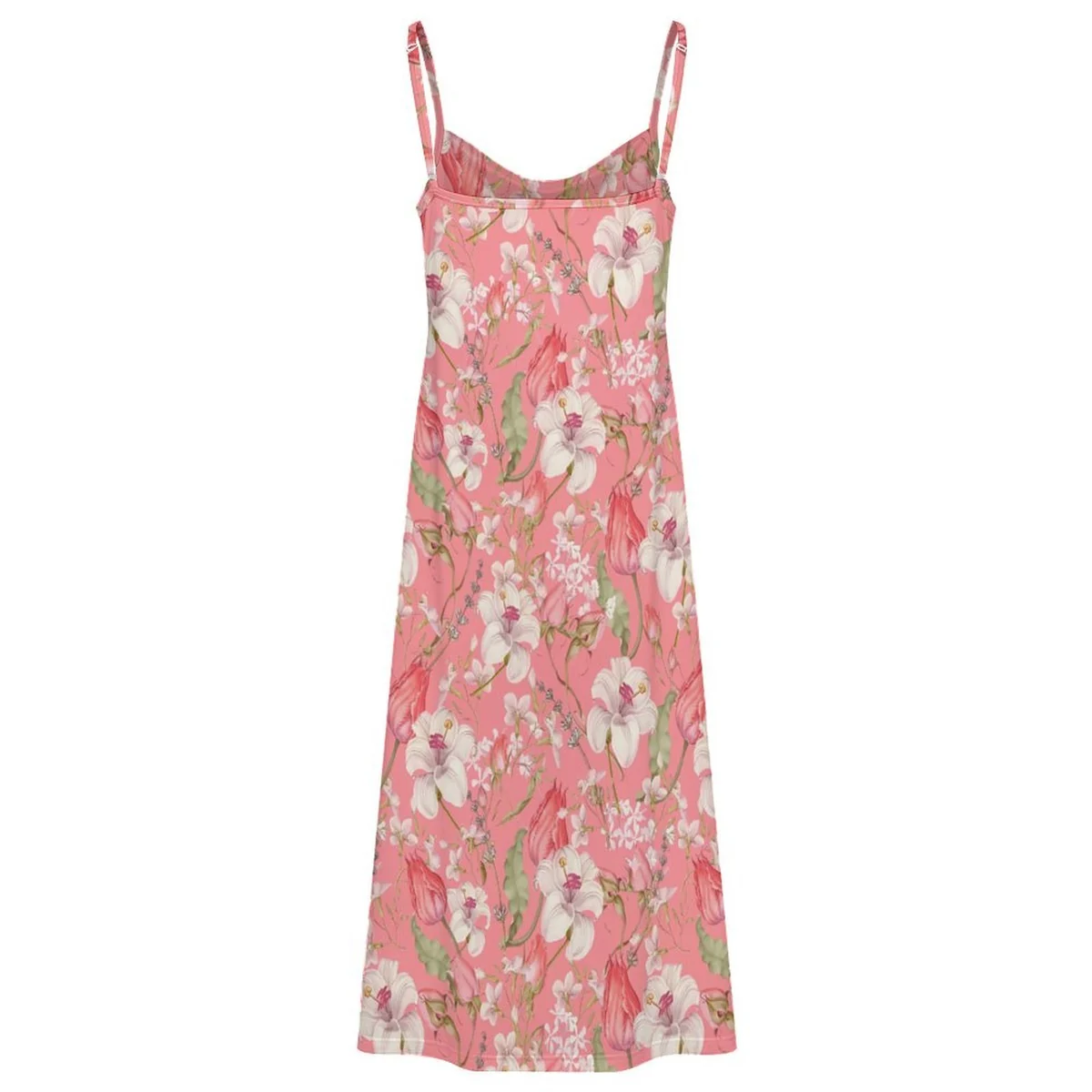 Women's Cowl Neck Slit Maxi Slip Dress - Hibiscus Bloom Print - view 5