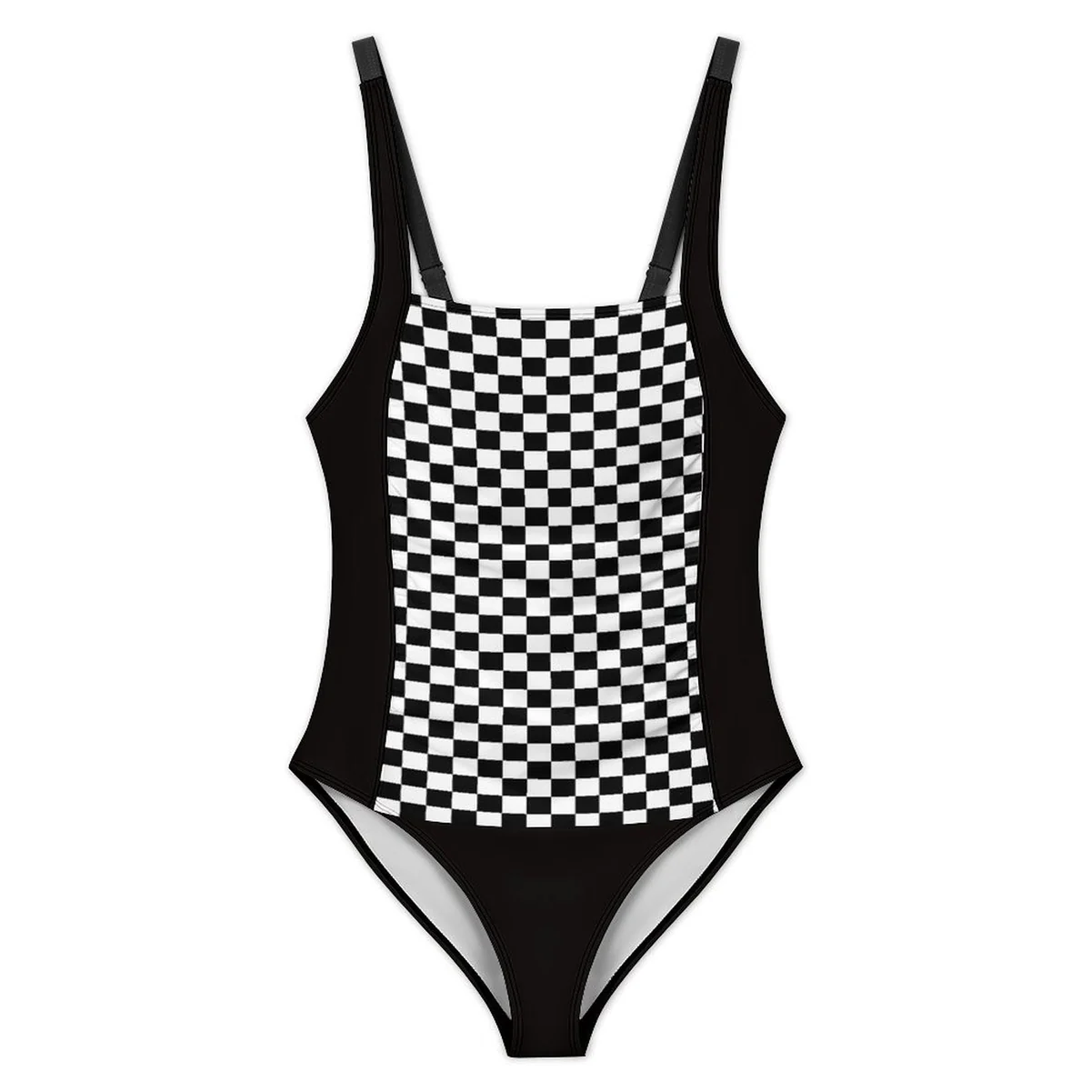 Women's Square-Neck Colorblock One-Piece Swimsuit - Checkerboard Print - view 4