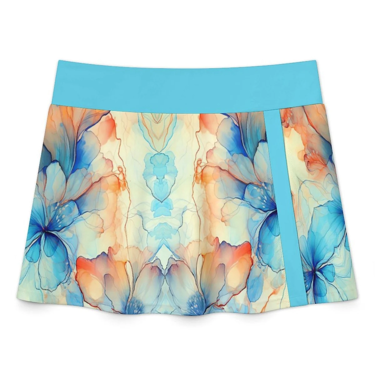 Women's Halter Bikini Top with Slit Swim Skirt - Watercolor Blossom Print - view 5