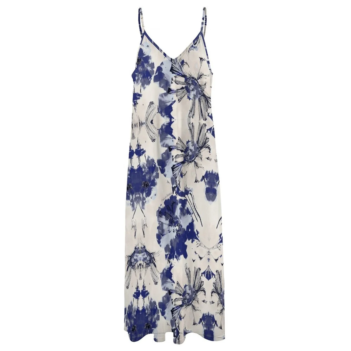 Women's Surplice Cami Maxi Dress - Blue Ink Botanical Print - view 5