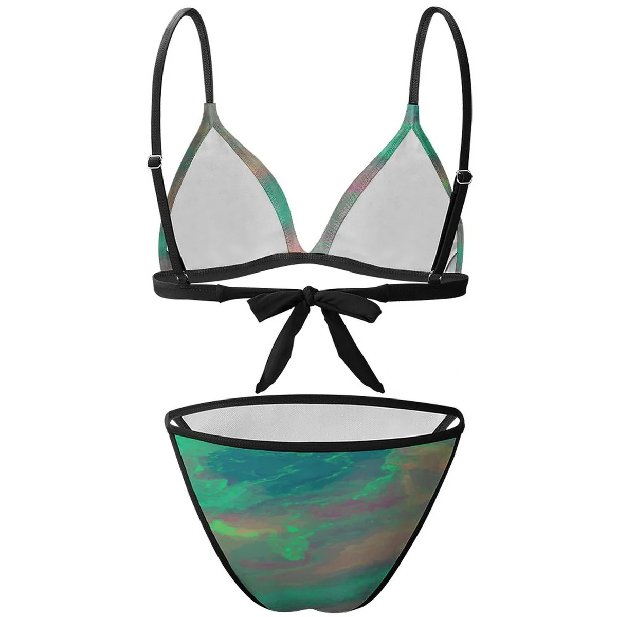 Women's Adjustable Strap Triangle Bikini Set - Aurora Marble Print - view 2