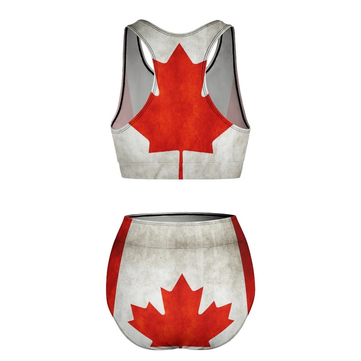 Women's High-Neck Racerback Bikini Set - Canadian Maple Leaf Flag Graphic - view 8