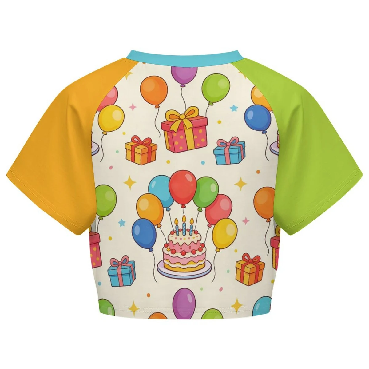 Women's Raglan Crop Tee - Birthday Balloon Party Print - view 5
