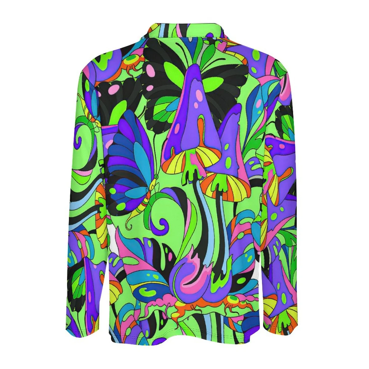 Men's Long Sleeve Polo Shirt - Psychedelic Mushroom Print - view 5