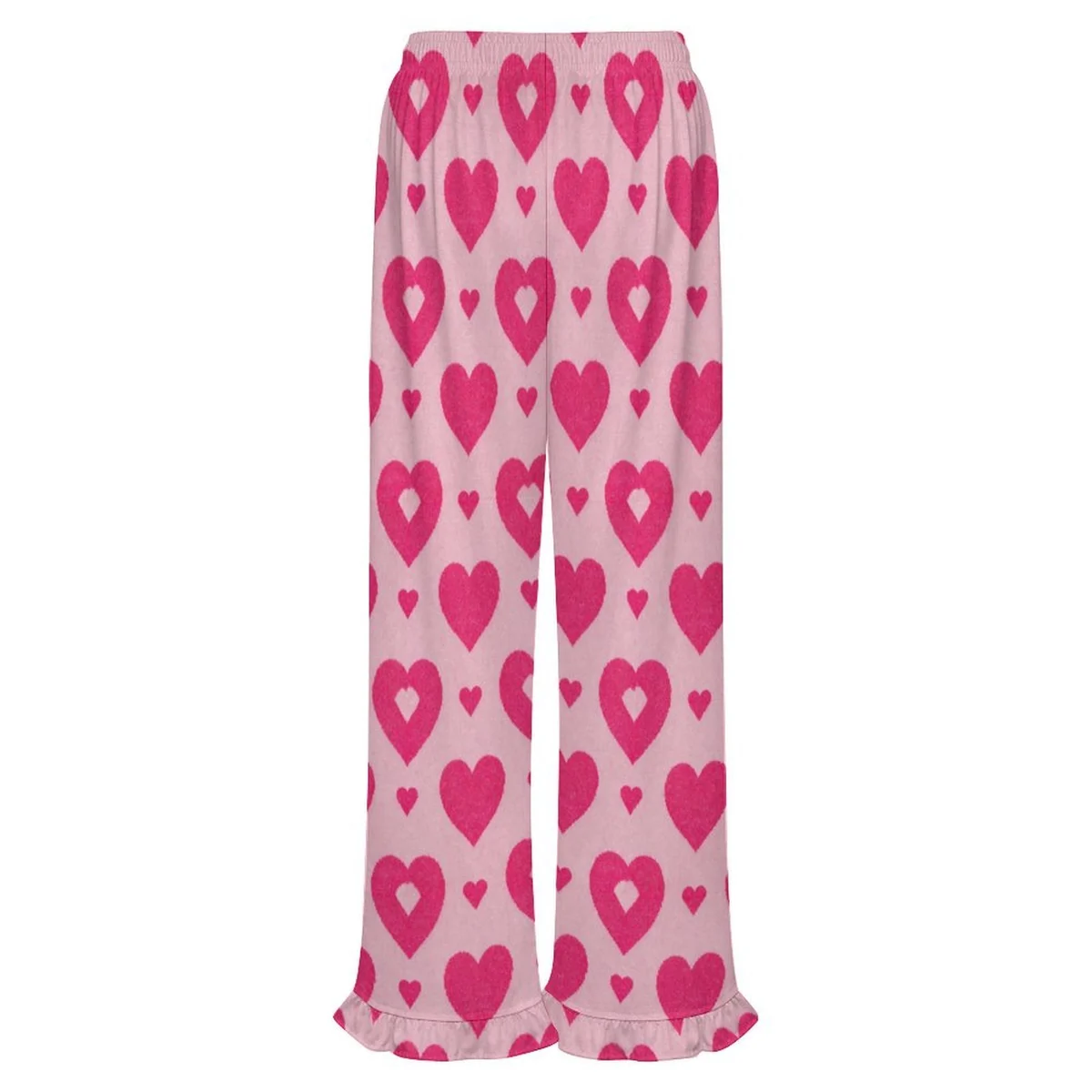 Women's Ruffle Hem Pajama Pants - Pink Heart Print - view 5