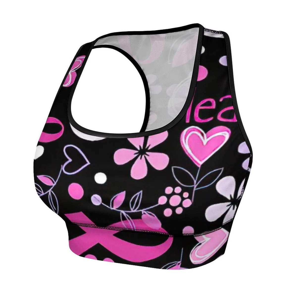 Women's Racerback Sports Bra and Bike Shorts Set - Pink Ribbon Healing Print - view 5
