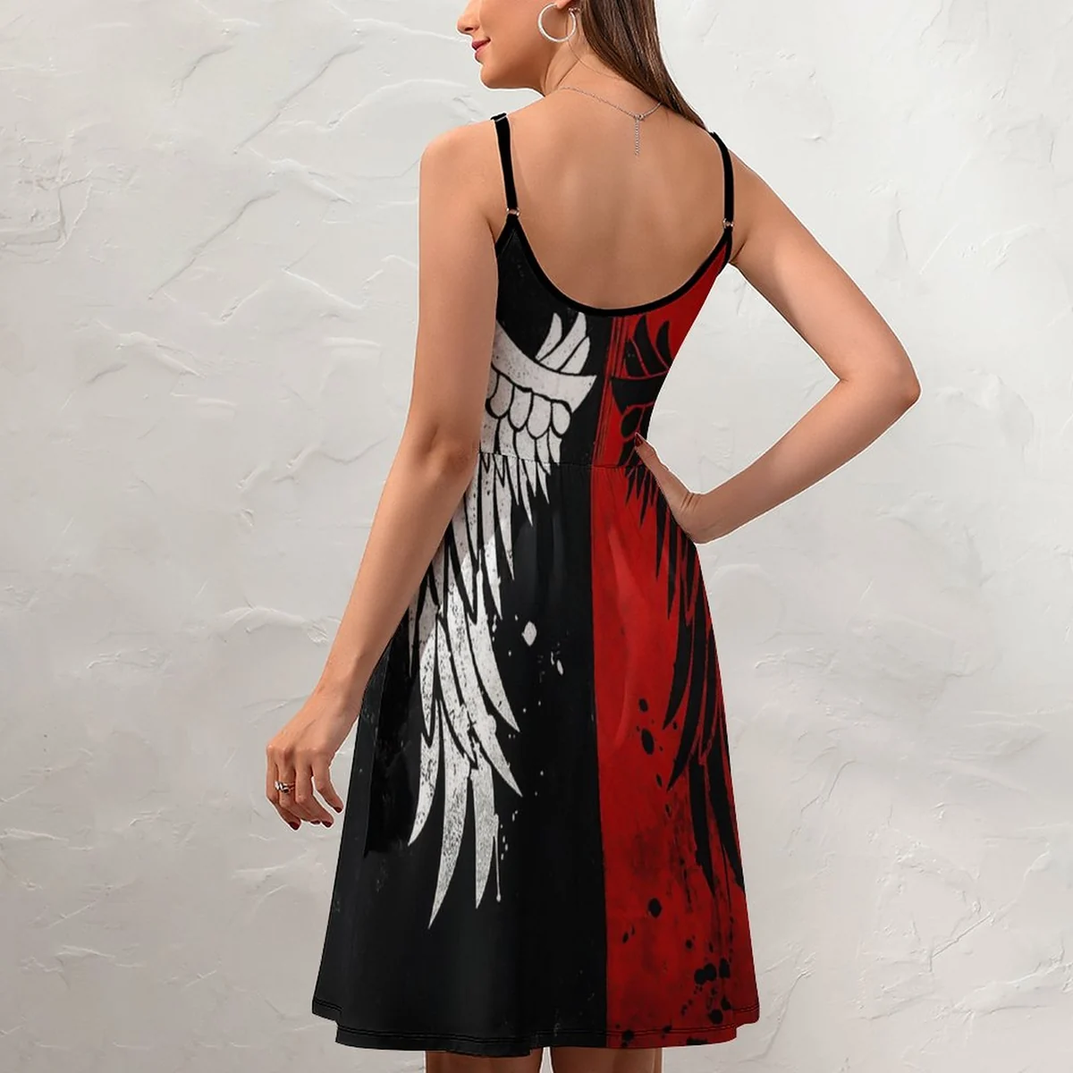 Women's V-Neck Cami Skater Dress - Angel Wing Print - view 8