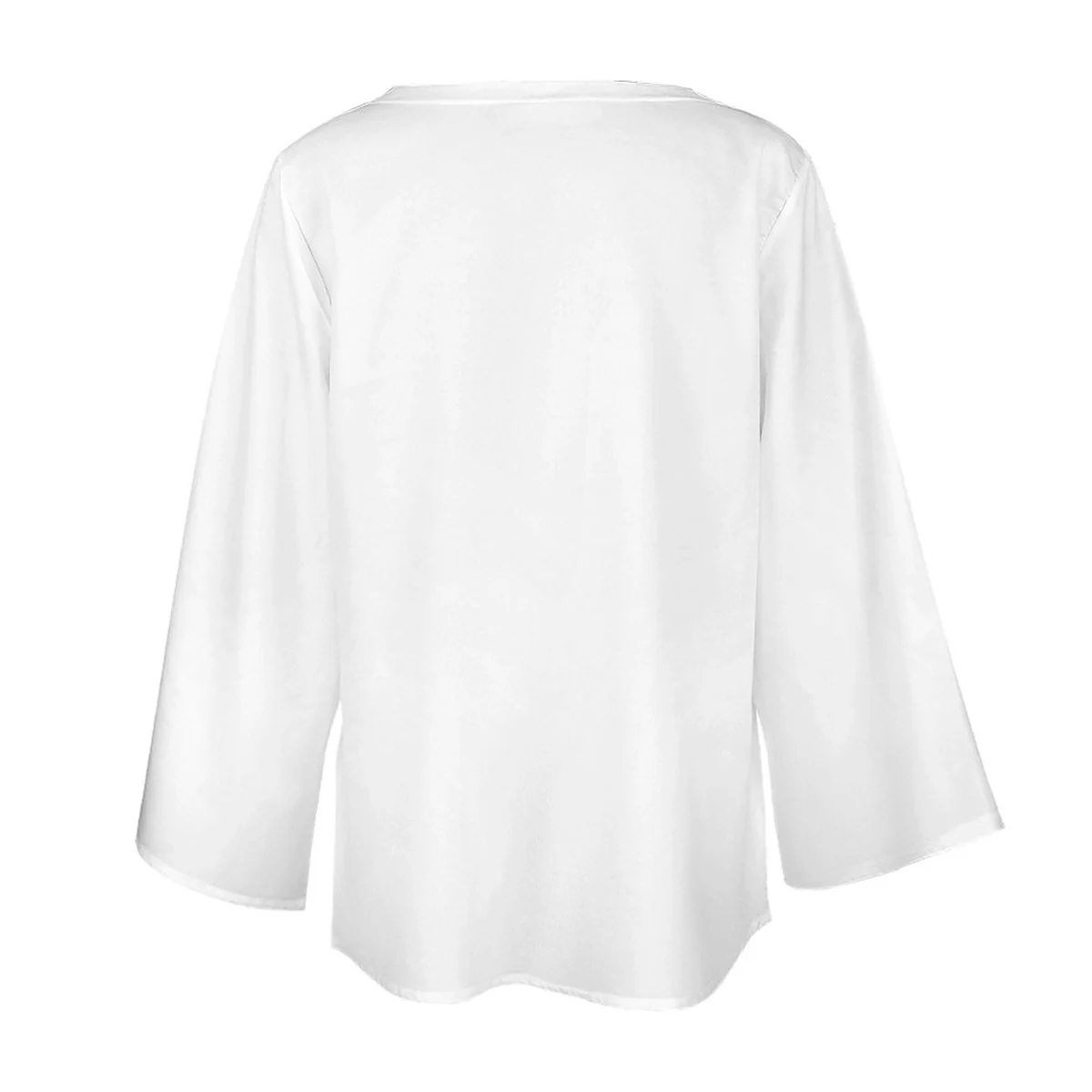Women's V-Neck Chiffon Bell Sleeve Tunic - Pink Ribbon Daisy Print - view 5