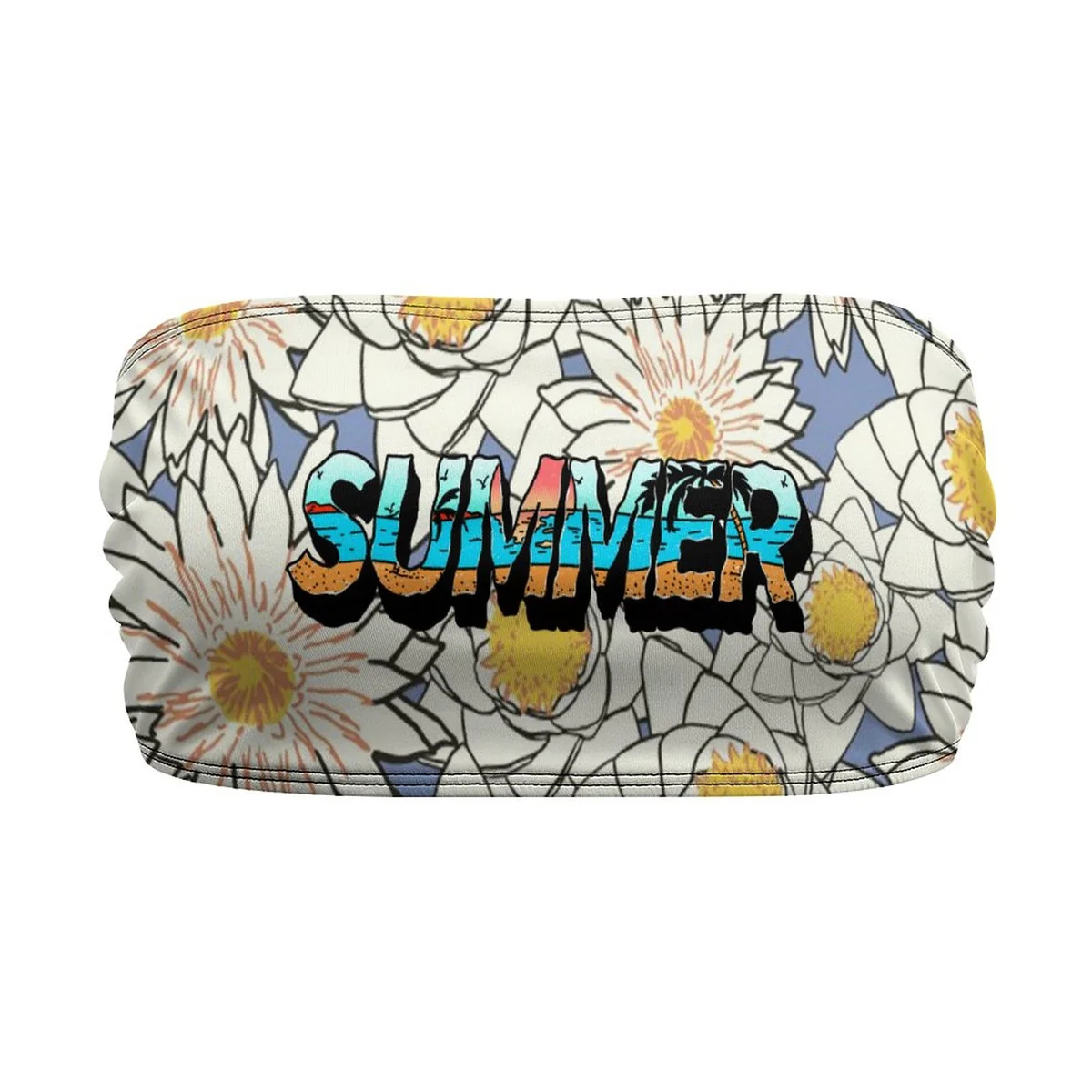 Women's Strapless Tube Crop Top - Summer Daisy Mosaic Print - view 4