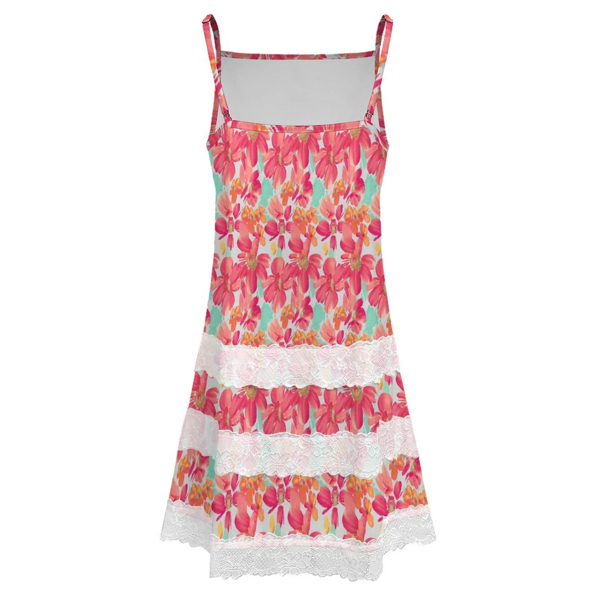 Women's Lace Trim Cami Swing Dress - Tropical Blossom Print - view 5