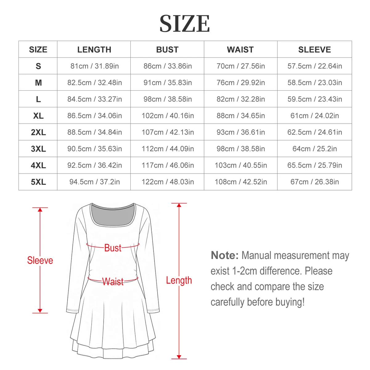 Women's Square-Neck Flare Long Sleeve Mini Dress - Tropical Fruit Leaf Print - view 6