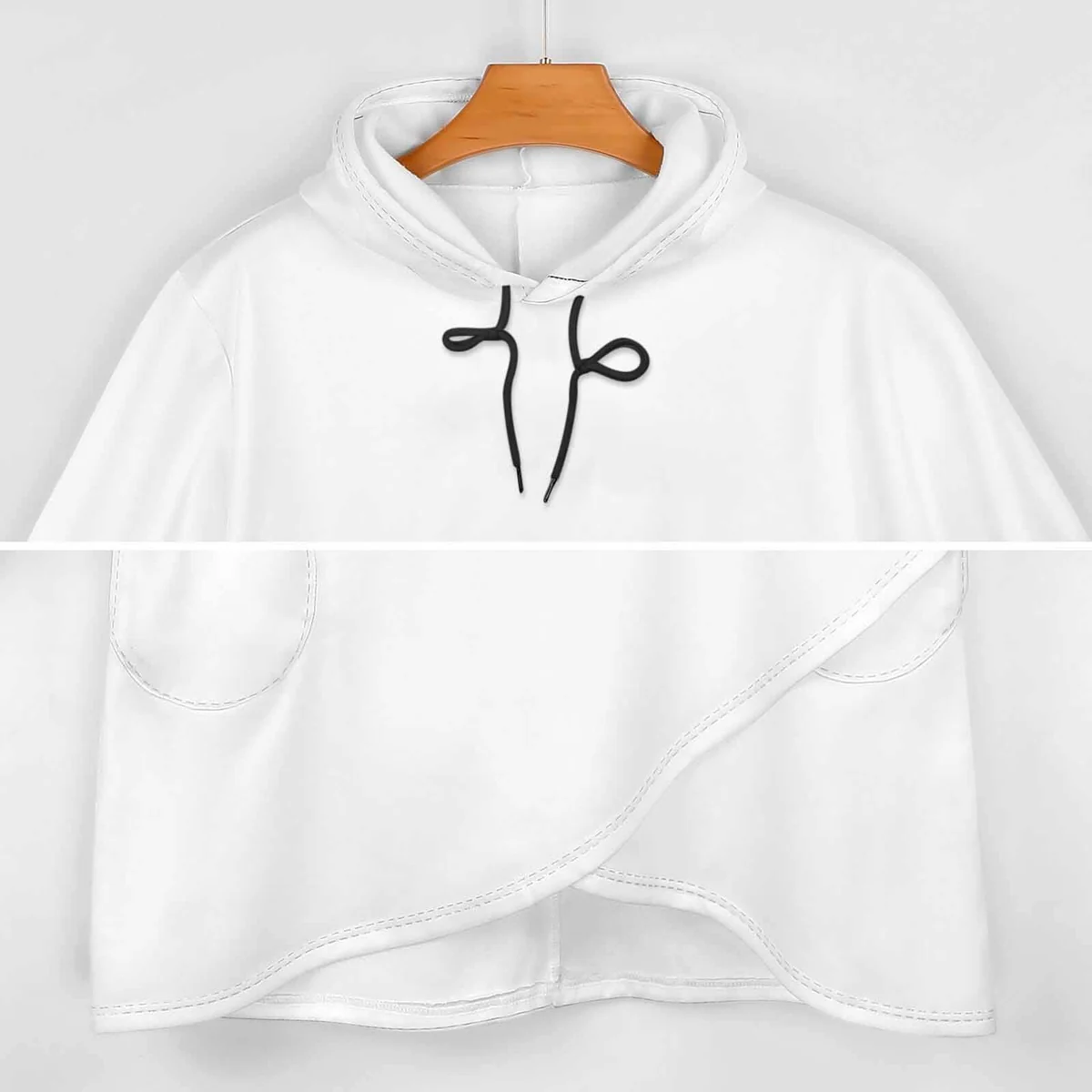 Women's Longline Asymmetric Hem Hoodie - Turkey and Pumpkin Print - view 7