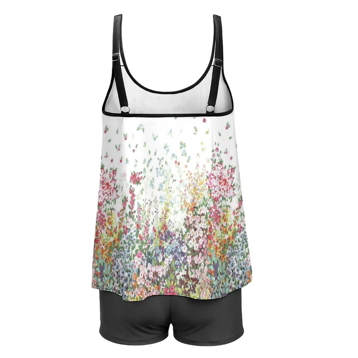 Women's Strappy Flowy Tankini Set - Wildflower Meadow Print - view 7