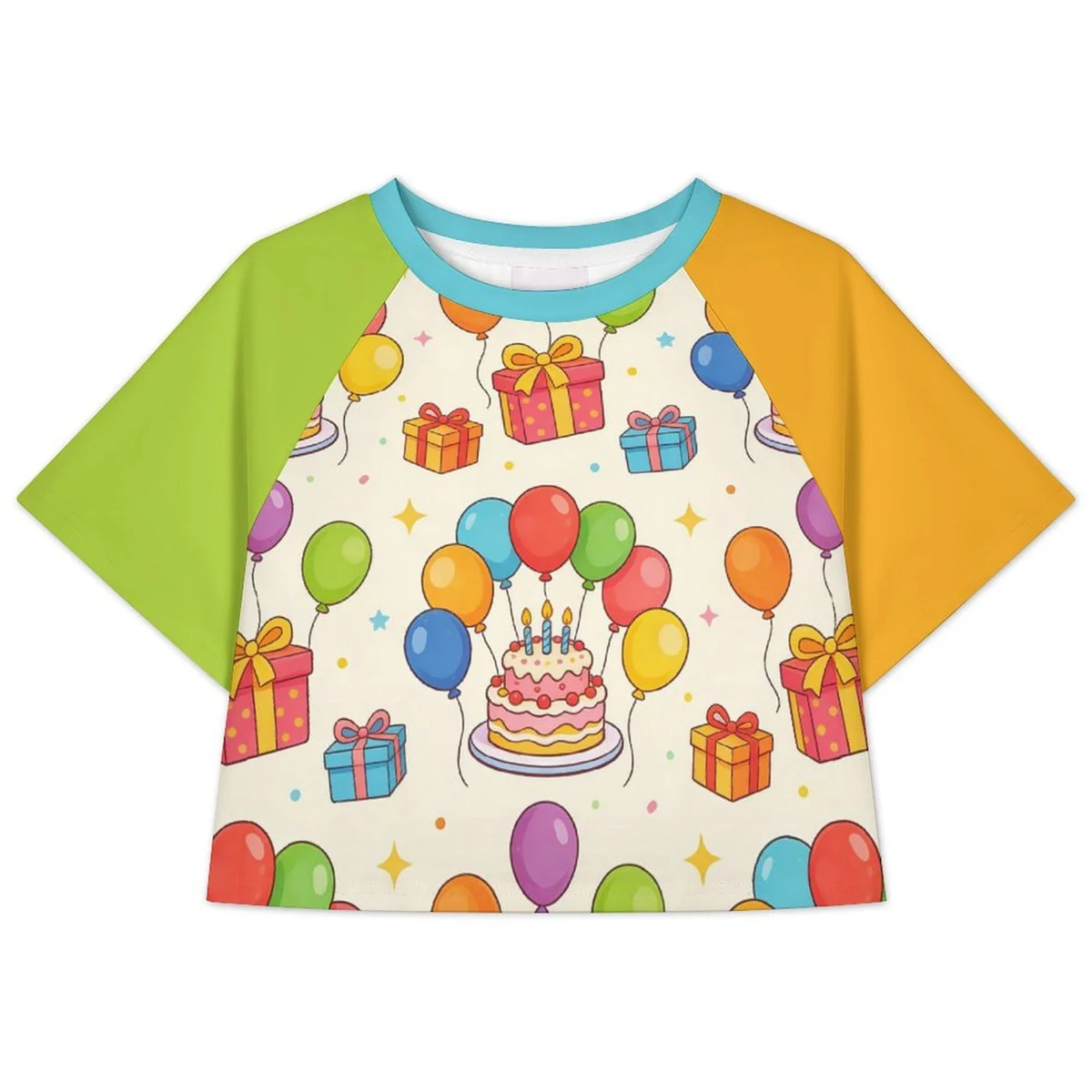 Women's Raglan Crop Tee - Birthday Balloon Party Print - view 3