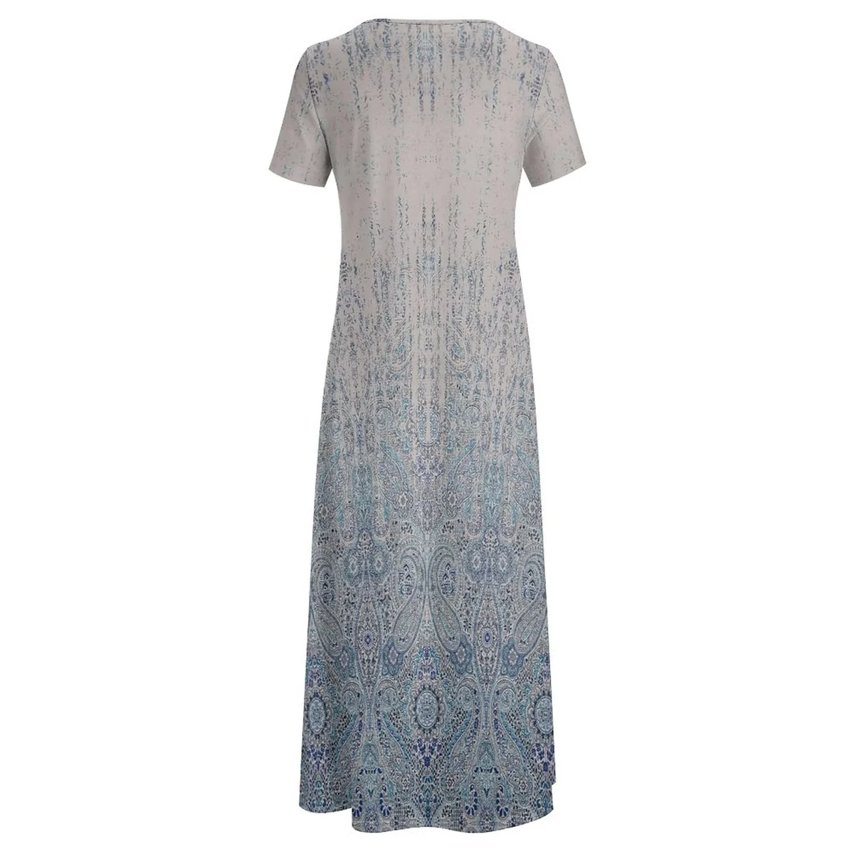 Women's Crew Neck Short Sleeve Maxi T-Shirt Dress - Paisley Ombre Print - view 4