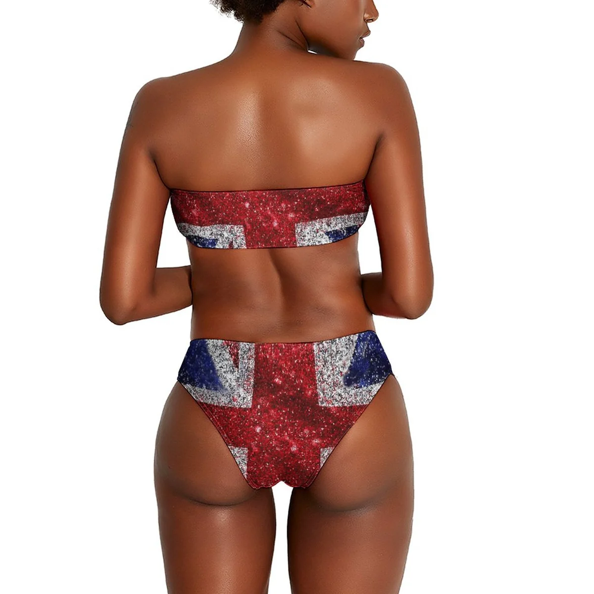 Women's Bandeau Bikini Set - Sparkle Union Jack Print - view 7