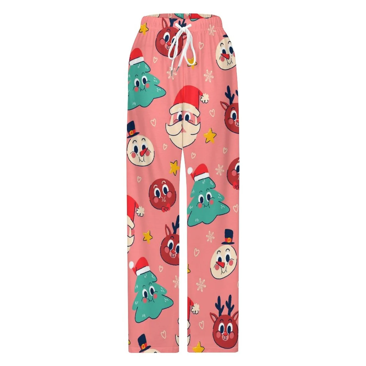 Unisex Drawstring Pajama Pants - Retro Christmas Characters Print - view 4