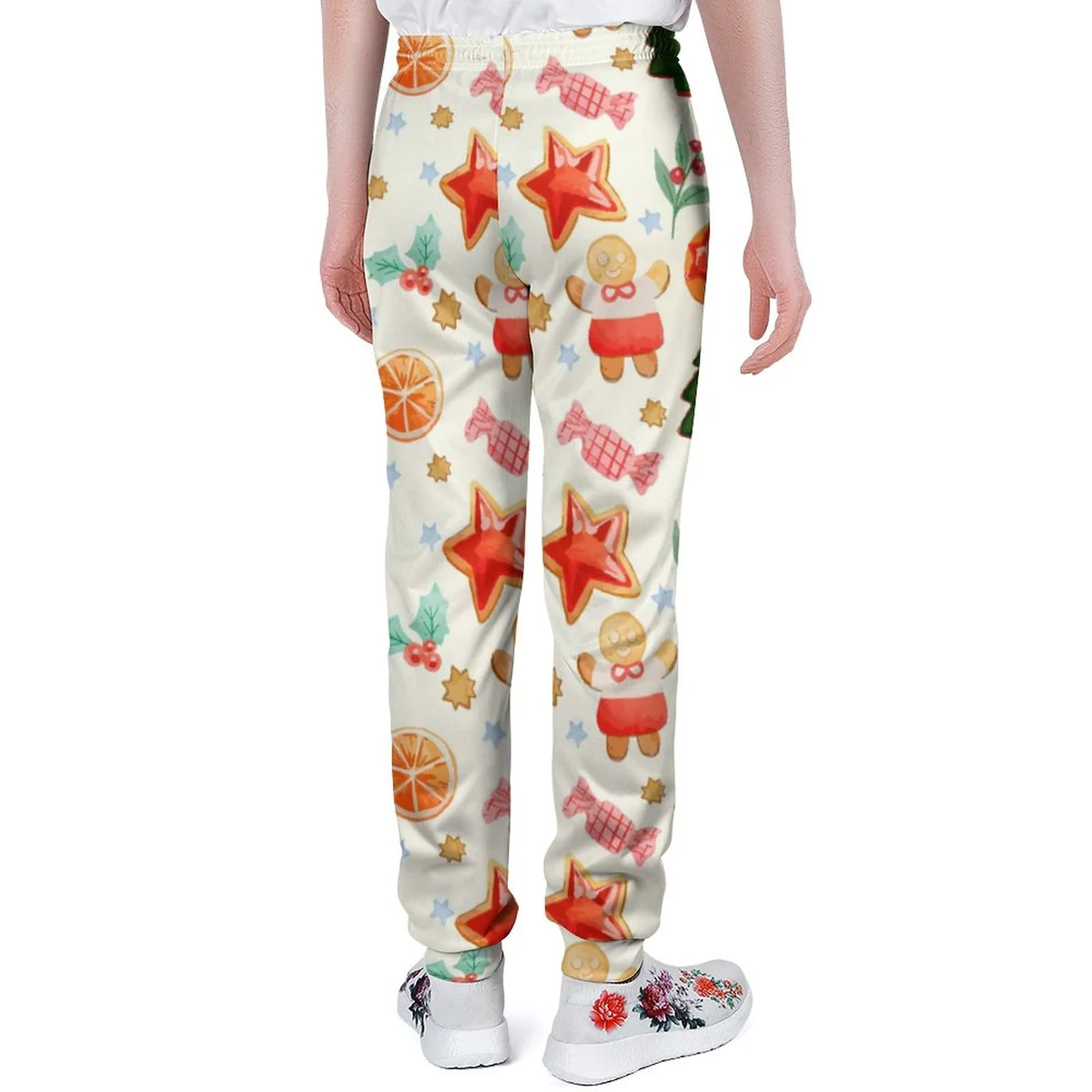 Women's Cuffed Jogger Sweatpants - Gingerbread Cookie Print - view 3