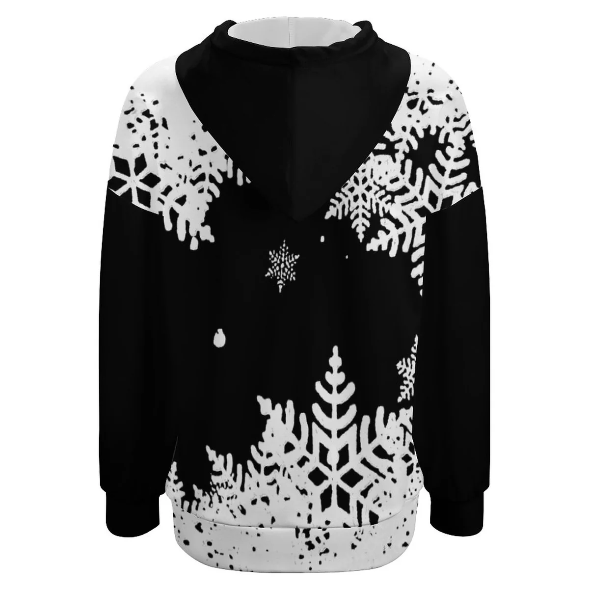 Women's Drop Shoulder Hoodie - Snowflake Reindeer Print - view 5