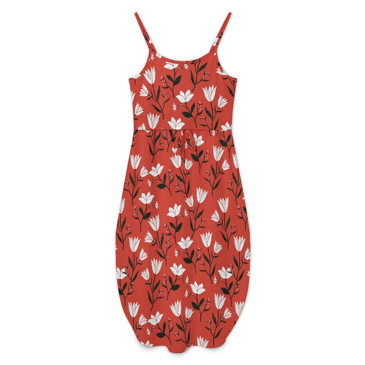 Women's Side Slit Cami Maxi Dress - Tulip Silhouette Print - view 3