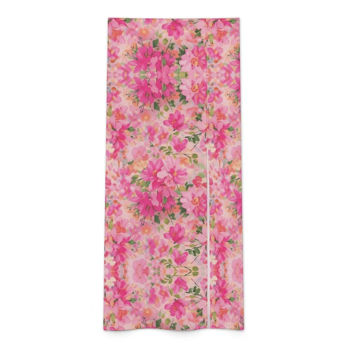 Women's Sheer Slit Sarong Maxi Skirt - Pink Bougainvillea Print - view 3