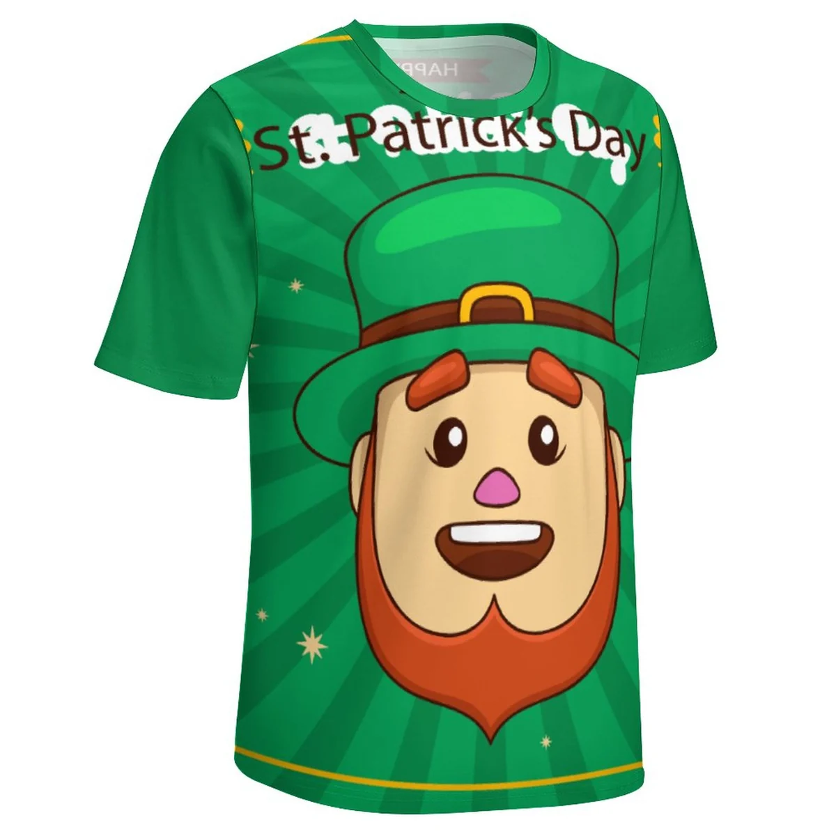 Men's Crew Neck Short Sleeve Tee - Leprechaun Face Print - view 8