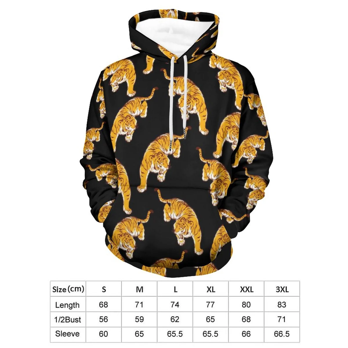 Unisex Pullover Hoodie - Prowling Tiger Print - view 2