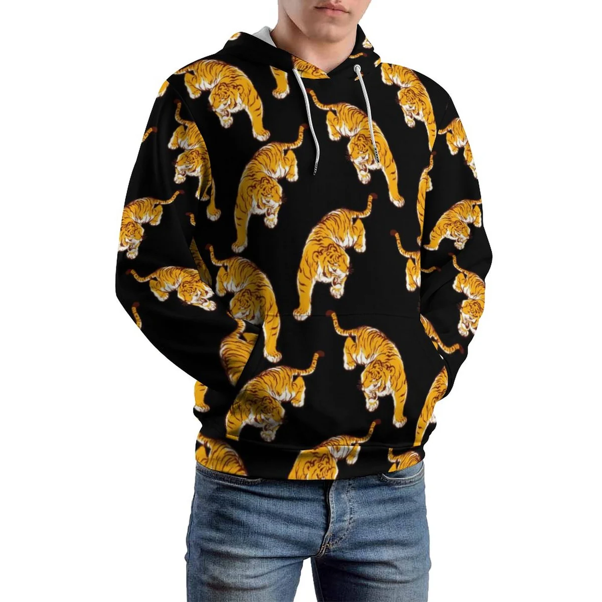 Unisex Pullover Hoodie - Prowling Tiger Print - view 5